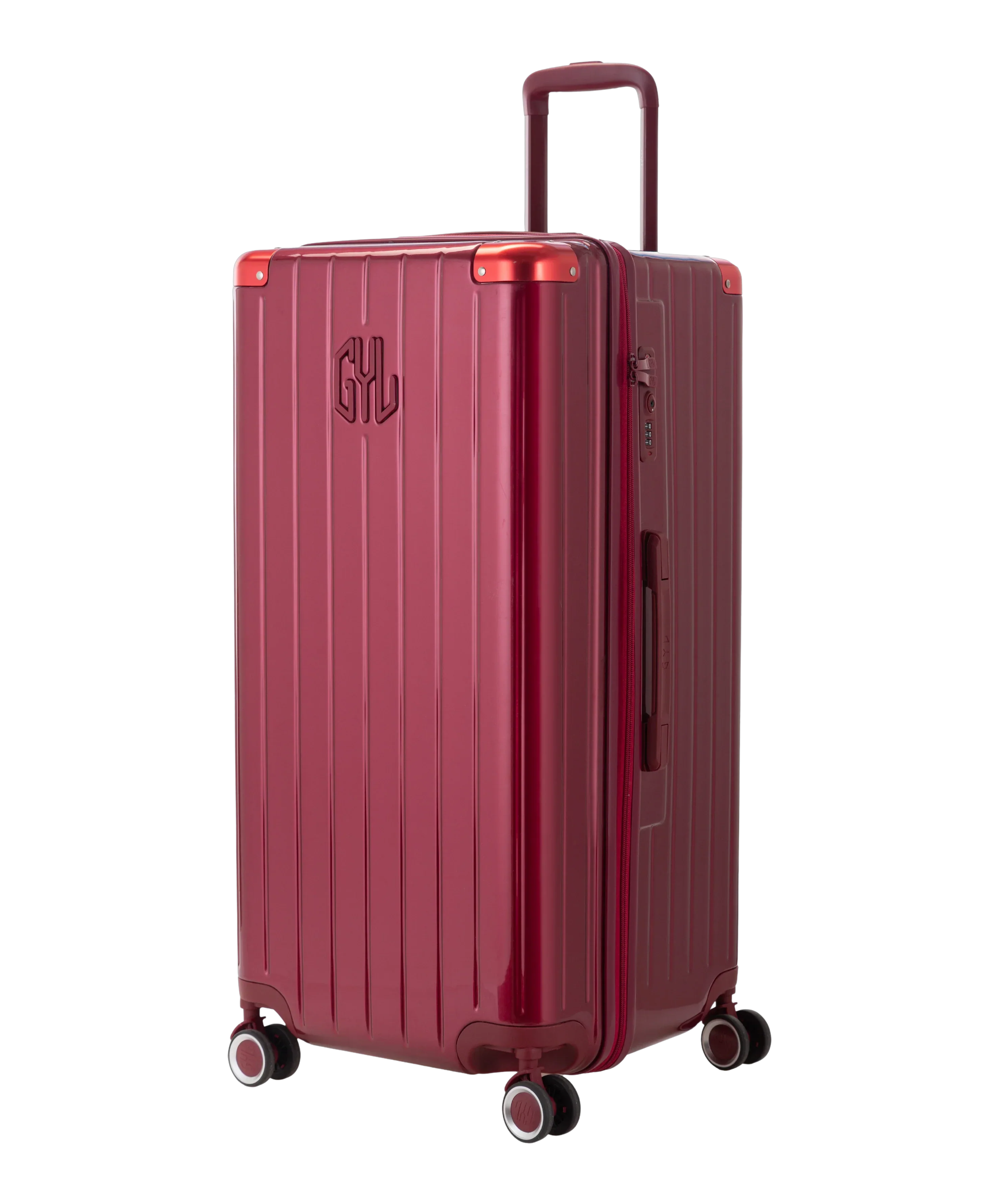GYL Intemporelle Trunk XL polycarbonate suitcase 78 cm dark red colour three-quarter front view