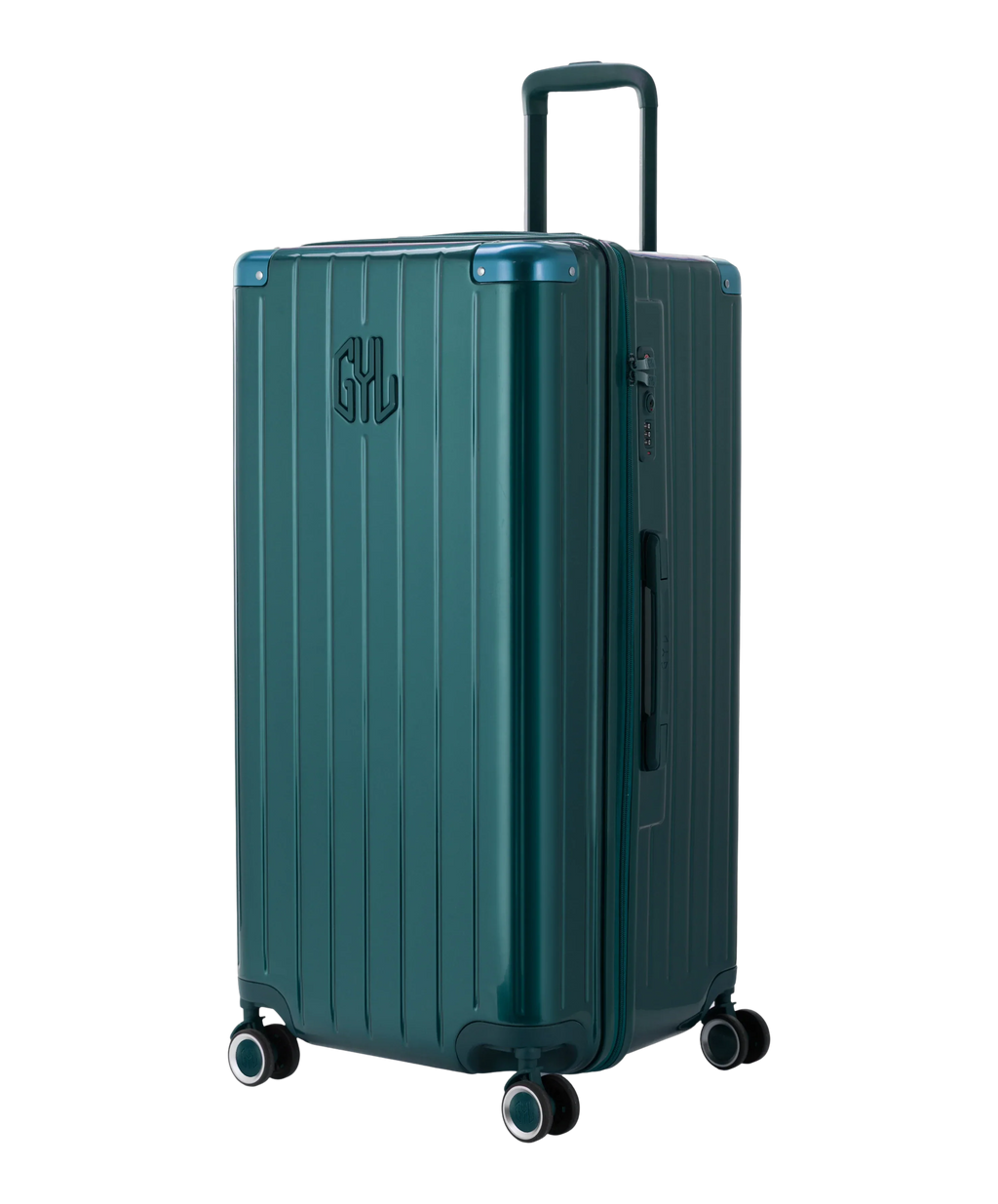 GYL Intemporelle Trunk XL polycarbonate suitcase 78 cm fir green colour three-quarter front view
