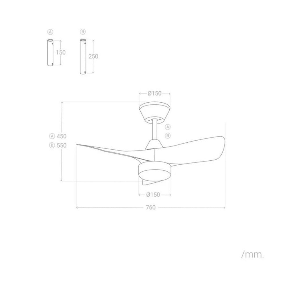 Erol - Ventilador de techo silencioso con iluminación LED integrada - Blanco