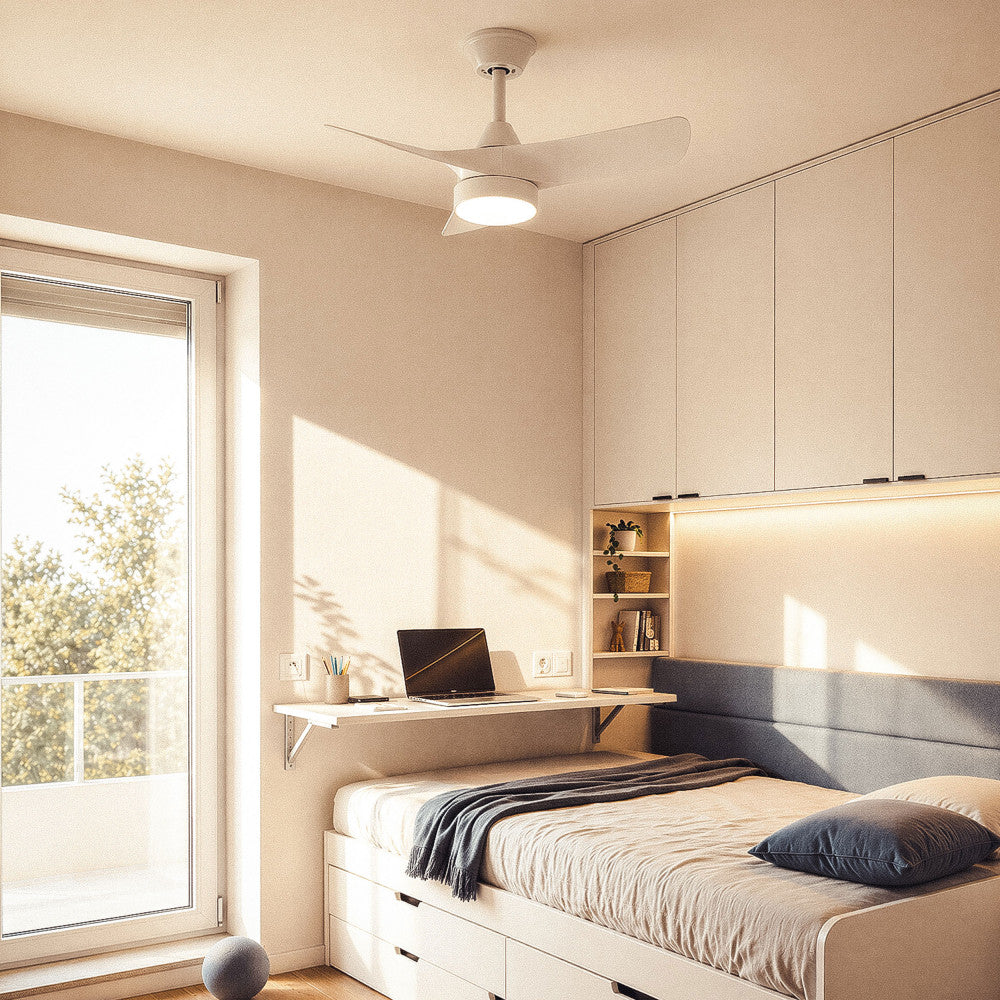 Erol - Ventilador de techo silencioso con iluminación LED integrada - Blanco