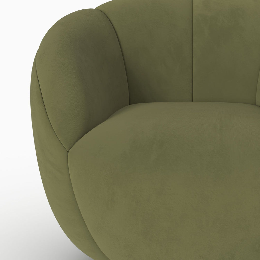 Ysé - Fauteuil Pivotant En Velours Vert Olive Foncé