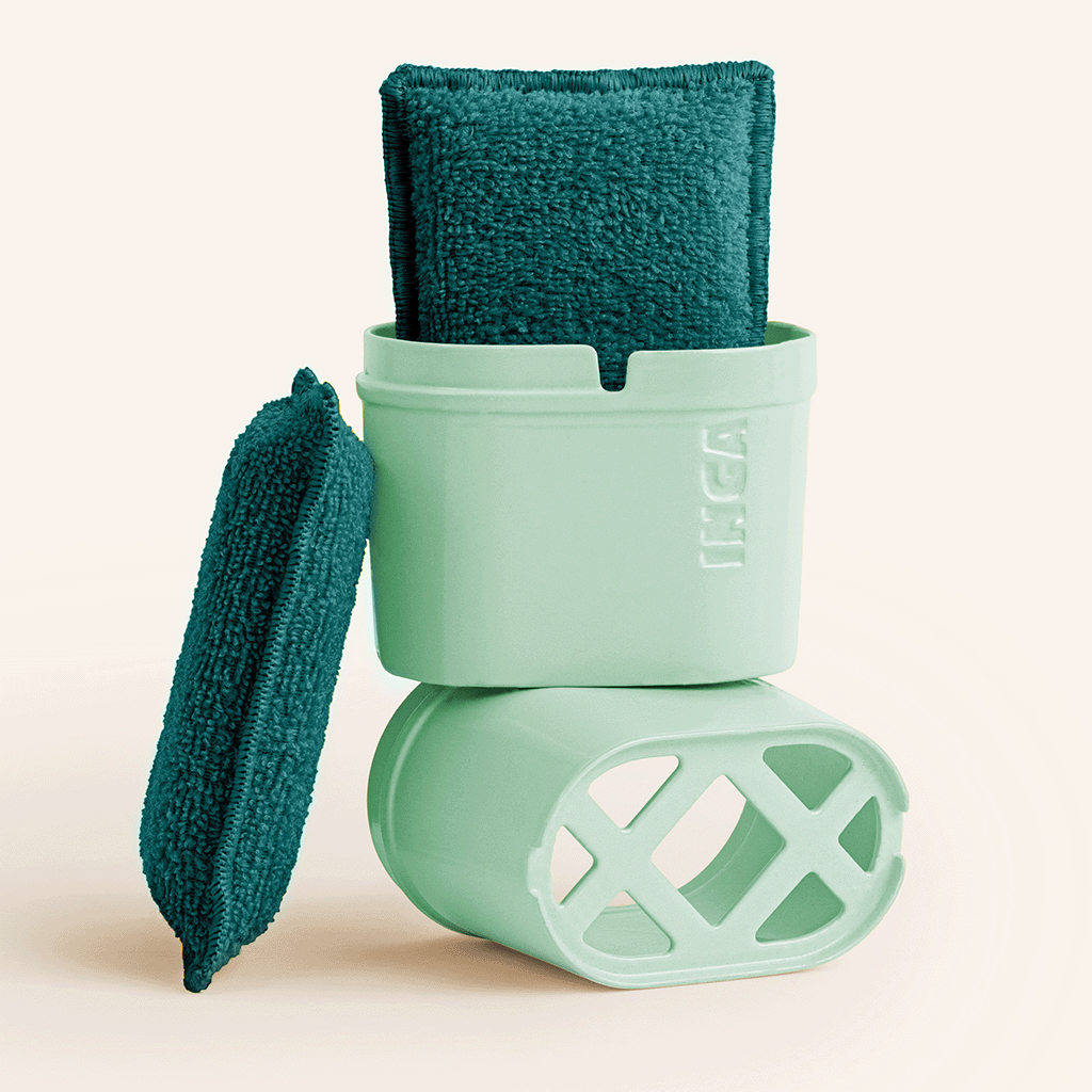 Esponja lavable doble absorción verde con soporte