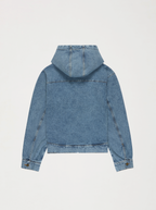 Chaqueta con capucha unisex Denim lavado con parche