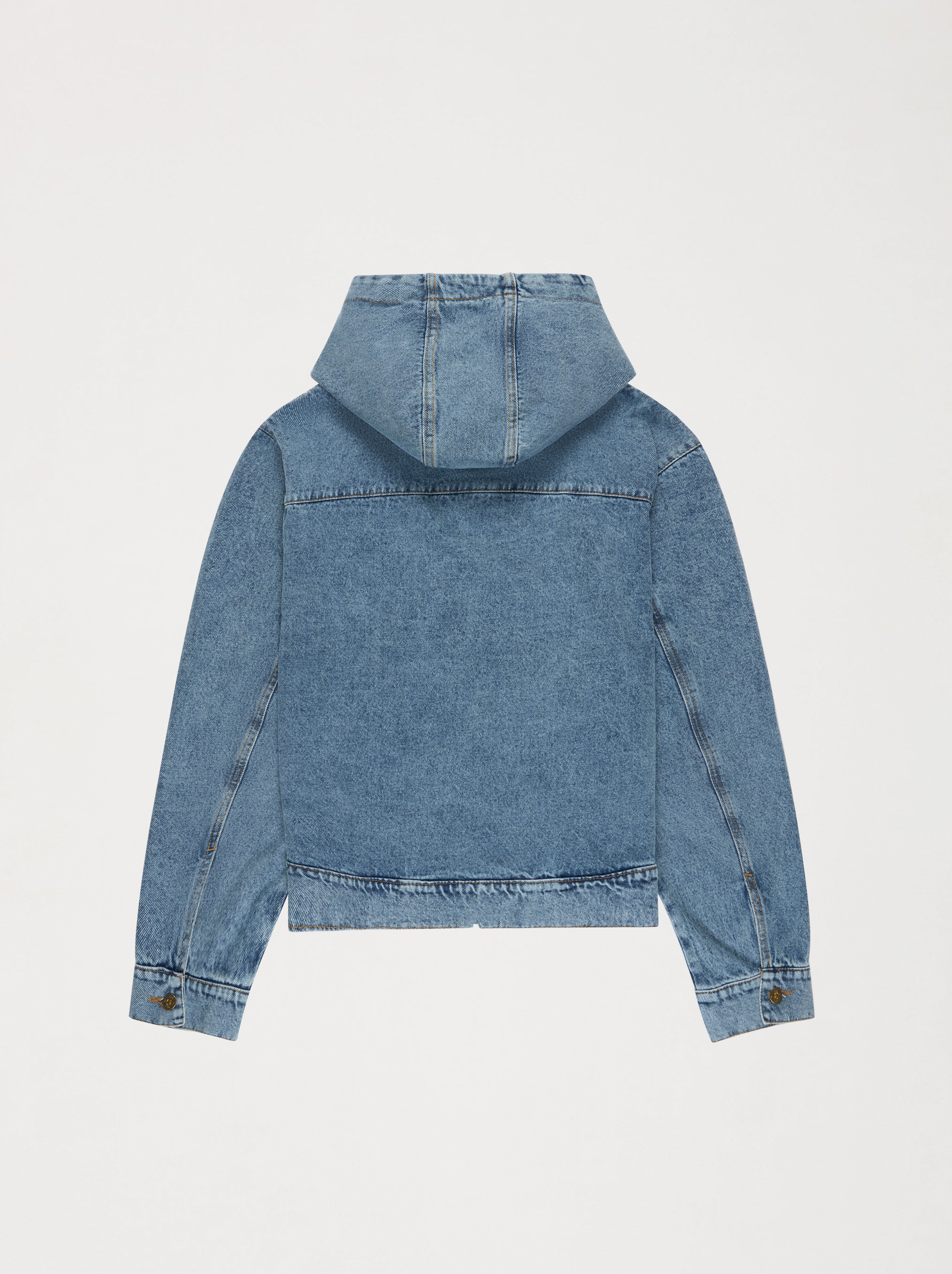 Chaqueta con capucha unisex Denim lavado con parche