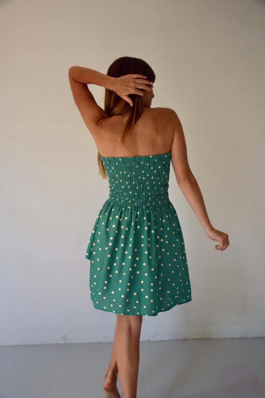 Vestido Corto Emily De Lunares Verde