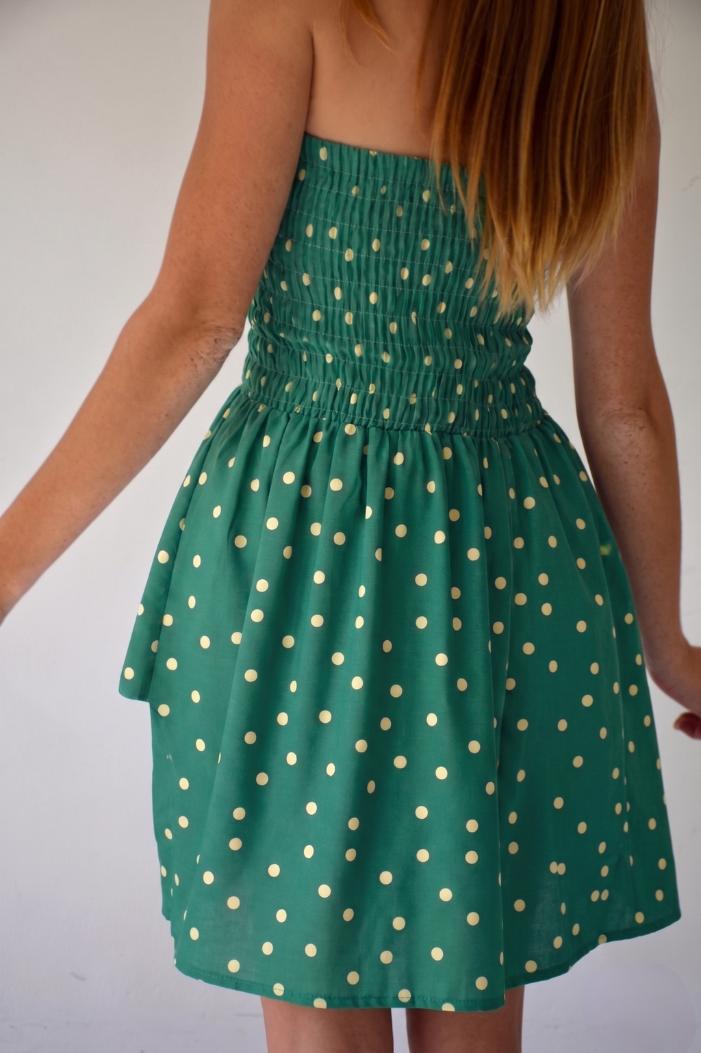 Vestido Corto Emily De Lunares Verde