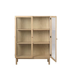 Cahir - Vitrina de 2 puertas - Vidrio templado y madera - Madera clara