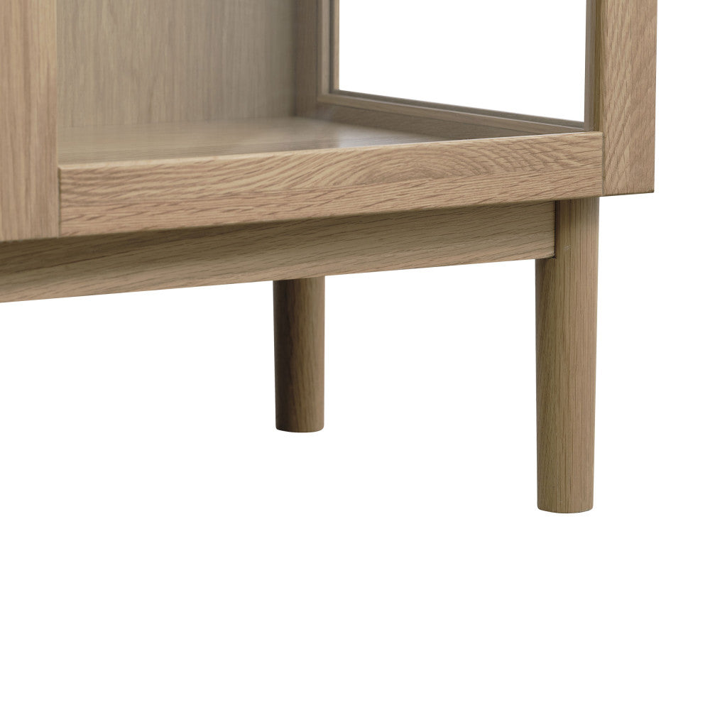 Cahir - Vitrina de 2 puertas - Vidrio templado y madera - Madera clara