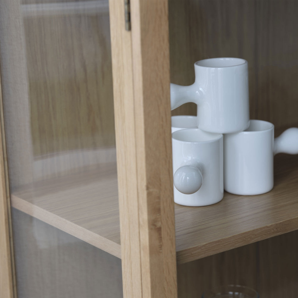 Cahir - Vitrina de 2 puertas - Vidrio templado y madera - Madera clara