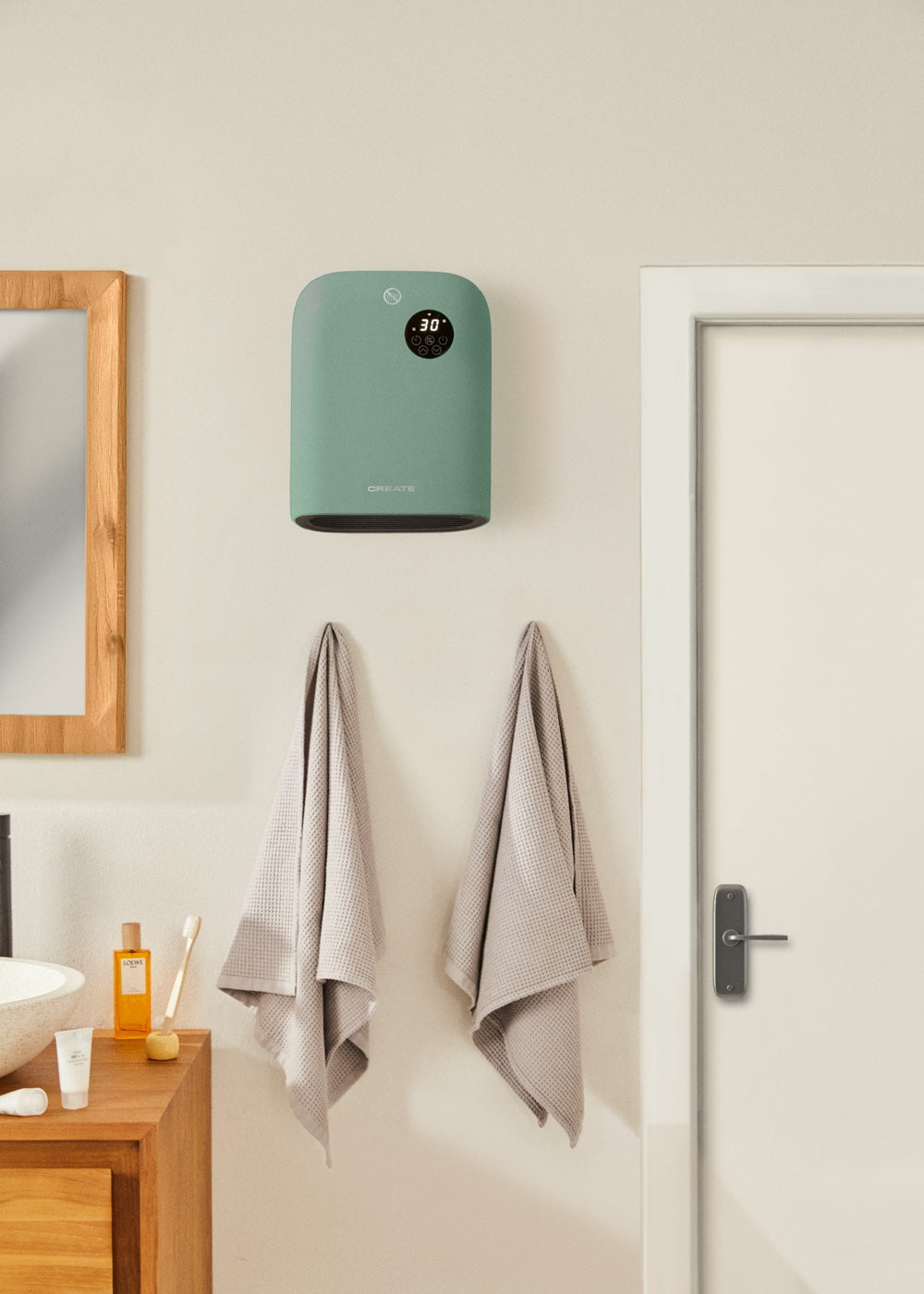 Warm Wall - Wall-mounted or floor-standing heater with WiFi - Sage green