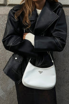 Cazadora Washed Out Pu Biker - Negro