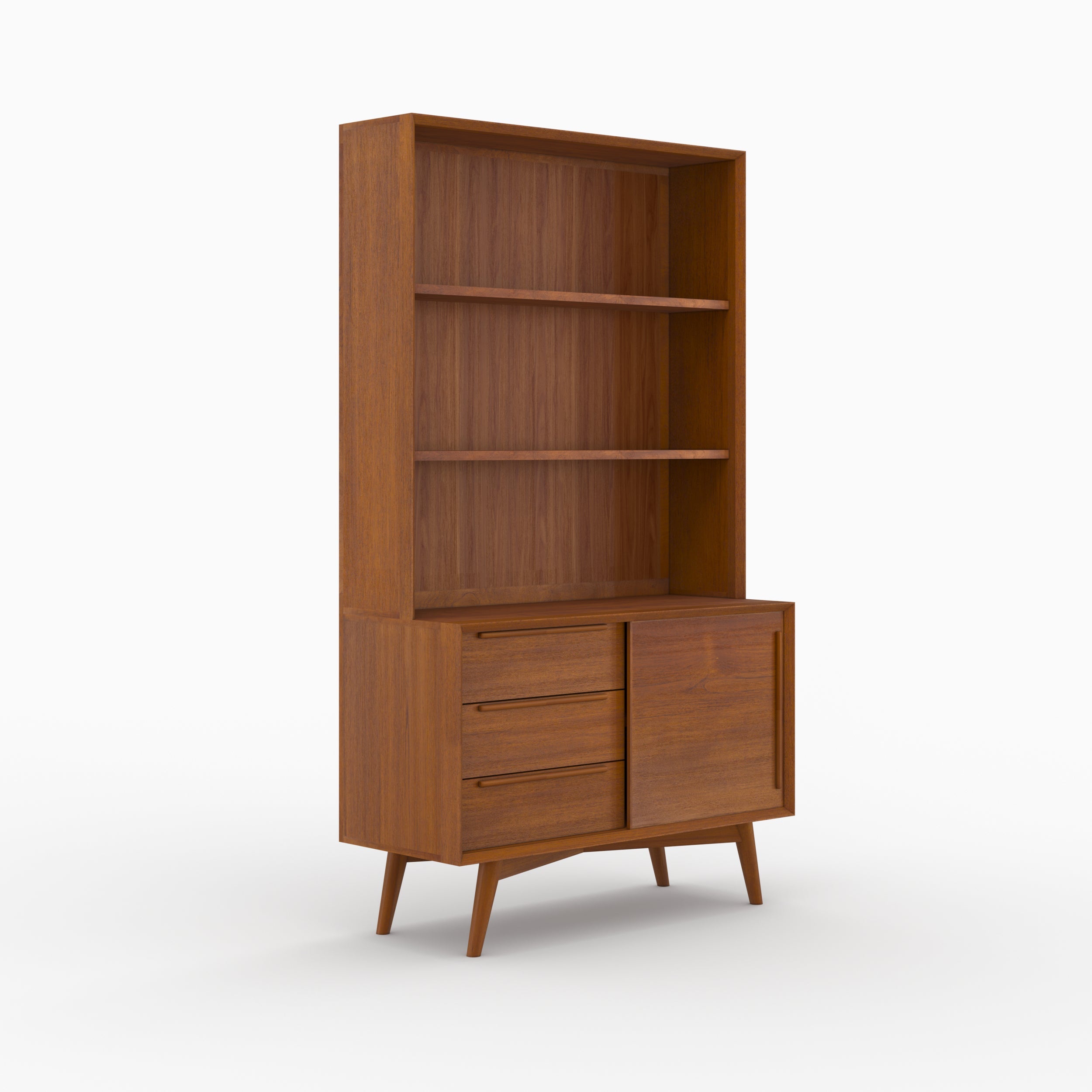 Waya - Etagère En Bois De Teck, 3 Niveaux, 3 Tiroirs Et 1 Porte