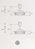 Wind Clear Rattan M - Ventilateur De Plafond Silencieux Lames Rétractables Avec Éclairage LED - Tressé
