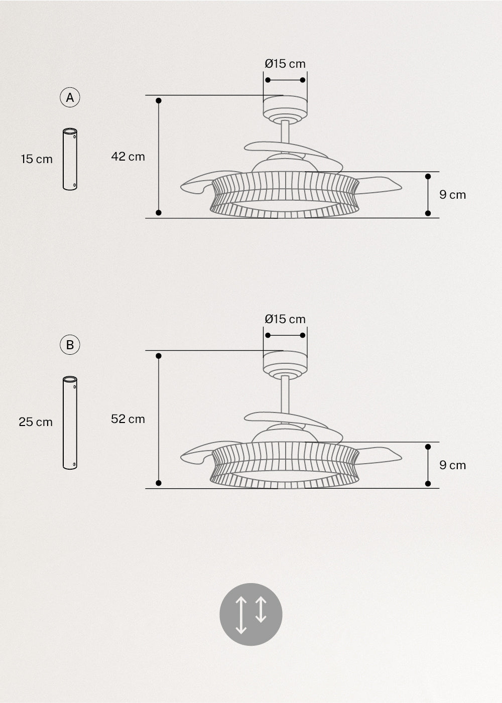 Wind Clear Rattan M - Ventilateur De Plafond Silencieux Lames Rétractables Avec Éclairage LED - Tressé