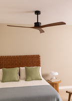 Wind Large DC - 40W Silent XL WiFi Ceiling Fan - Black & Dark Wood