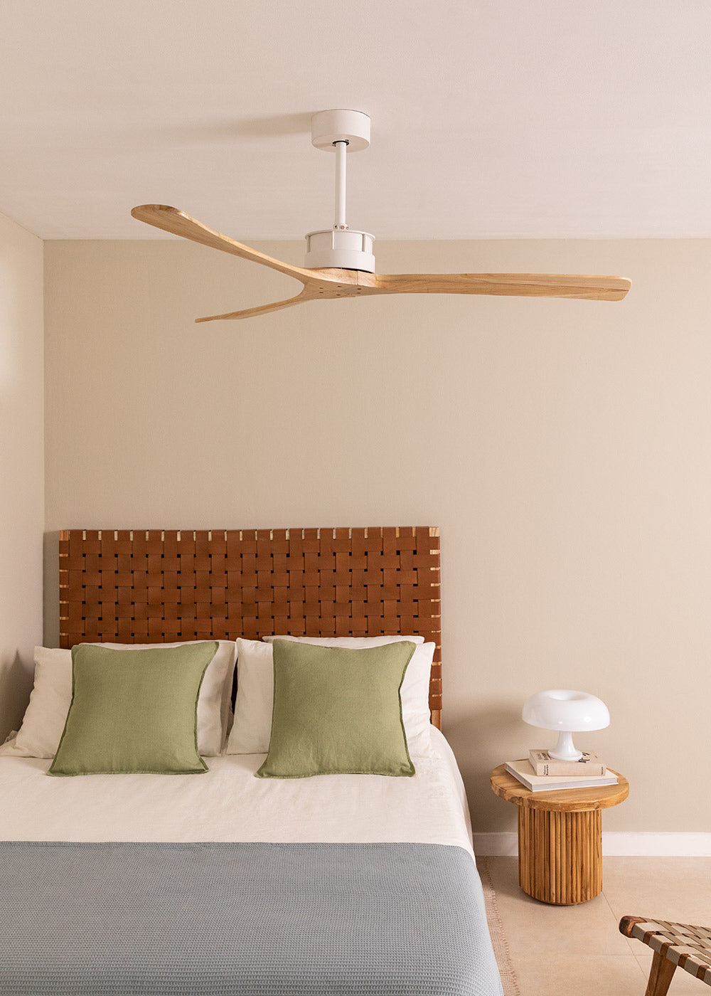 Wind Large DC - Ventilador De Techo 40W Silent XL Wifi - Blanco & Madera Natural