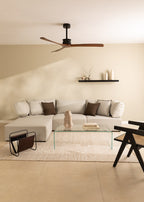 Wind Large DC - Silent XL 40W Ceiling Fan - Black & Dark Wood