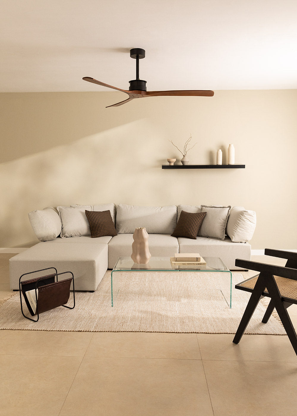 Wind Large DC - Silent XL 40W Ceiling Fan - Black & Dark Wood