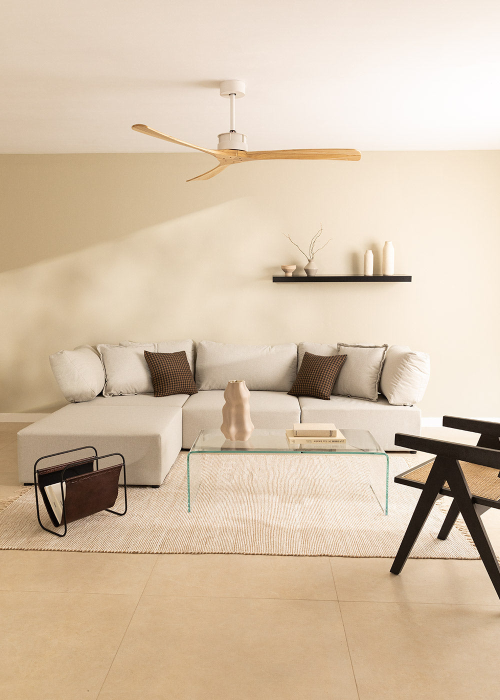 Wind Large DC - Ventilador De Techo 40W Silent XL Wifi - Blanco & Madera Natural