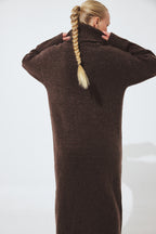 Abito Wool Blend Knitted Midi - Marrone