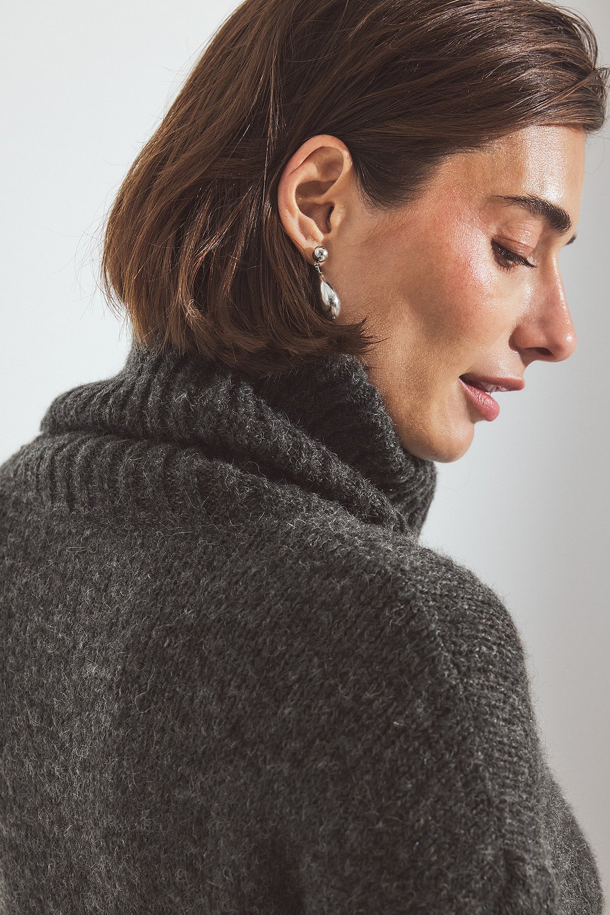 Robe Wool Blend Knitted Midi - Gris Chiné Foncé