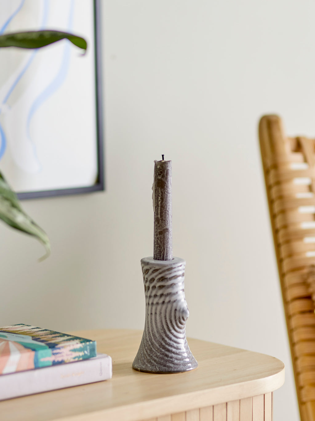 Raheem - Candle Holder - Grey - Stoneware