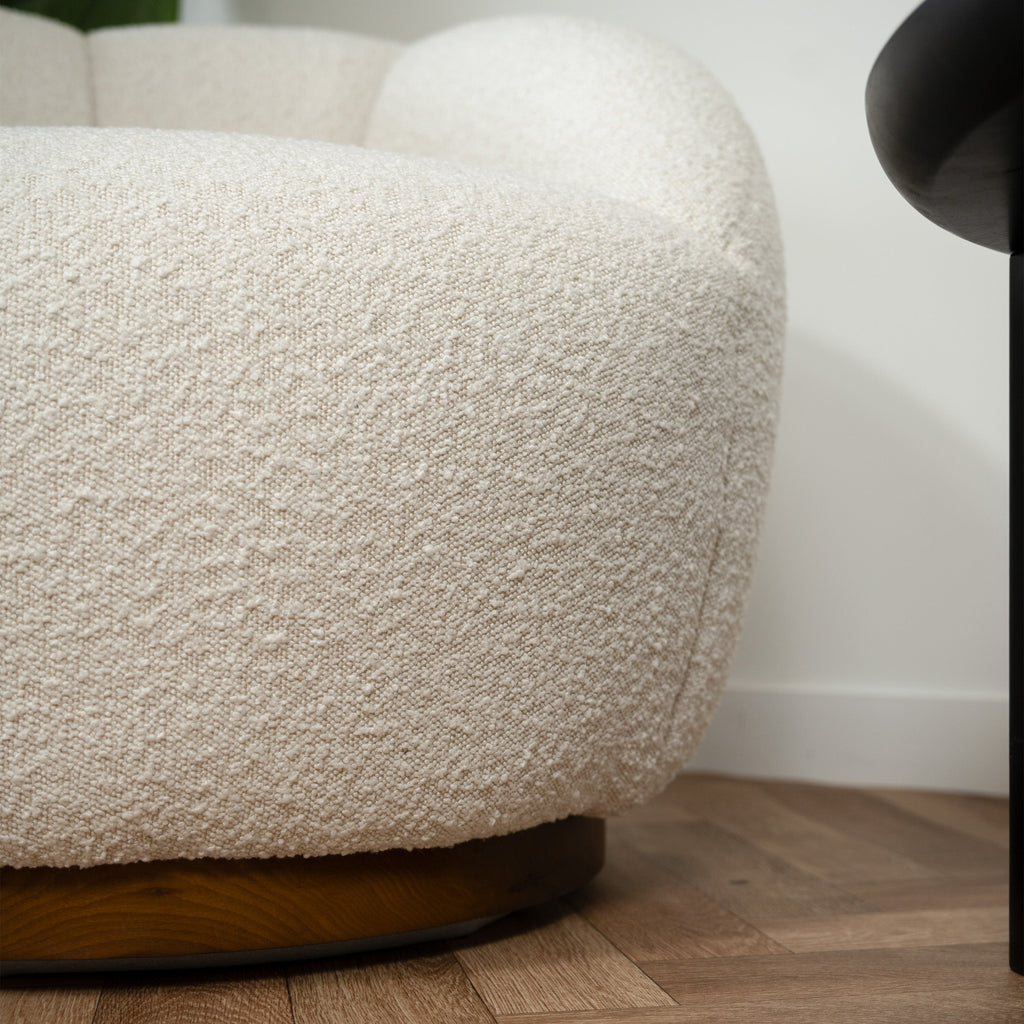 Ysé - Fauteuil Pivotant En Tissu Bouclé Blanc