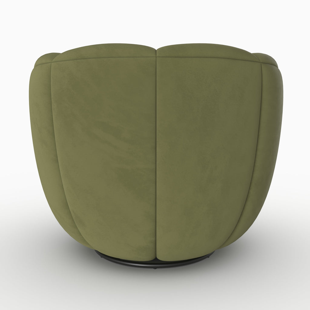 Ysé - Fauteuil Pivotant En Velours Vert Olive Foncé
