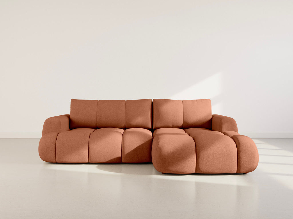 Yulin - 4-Seater Convertible Corner Sofa With Storage - Bouclé Fabric - Rust