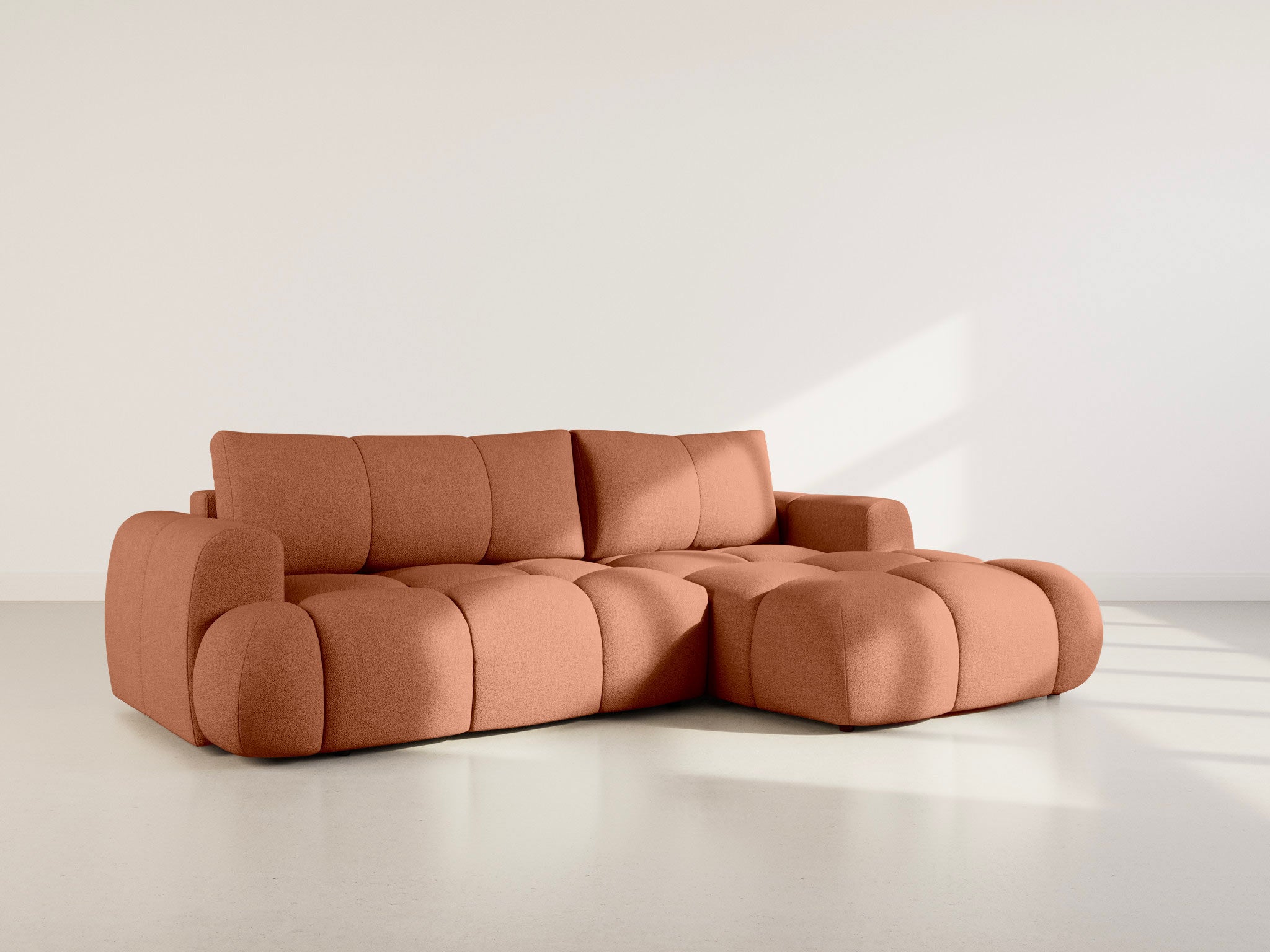 Yulin - 4-Seater Convertible Corner Sofa With Storage - Bouclé Fabric - Rust
