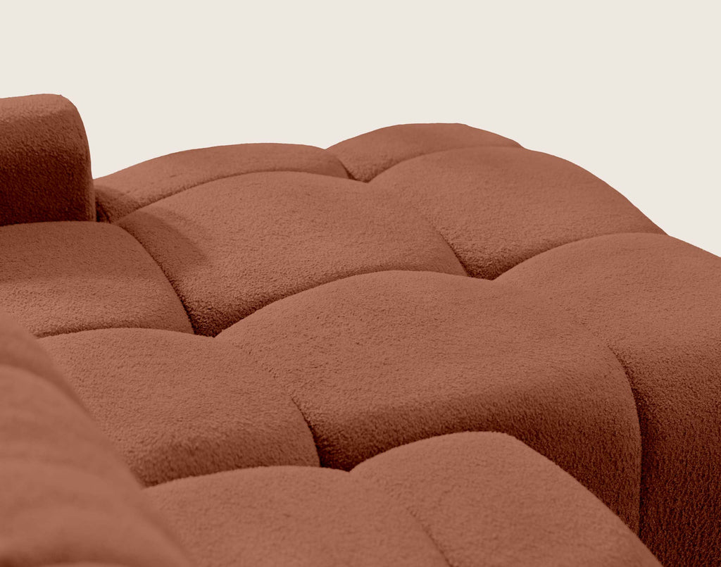 Yulin - 4-Seater Convertible Corner Sofa With Storage - Bouclé Fabric - Rust