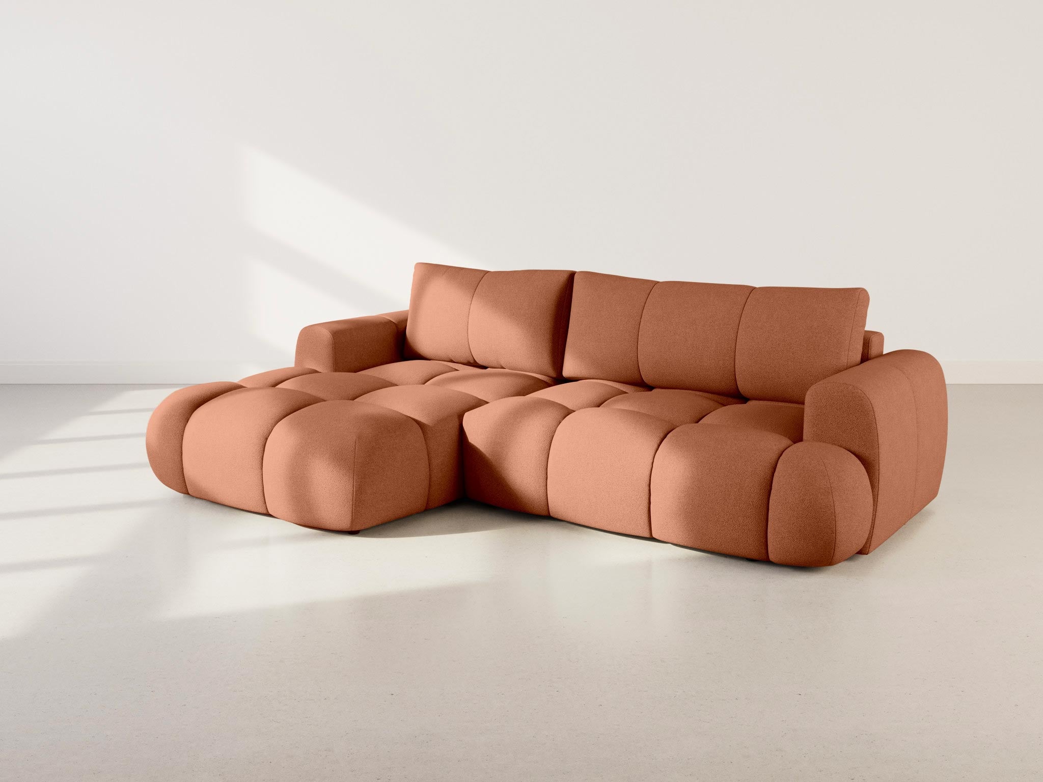 Yulin - 4-Seater Convertible Corner Sofa With Storage - Bouclé Fabric - Rust