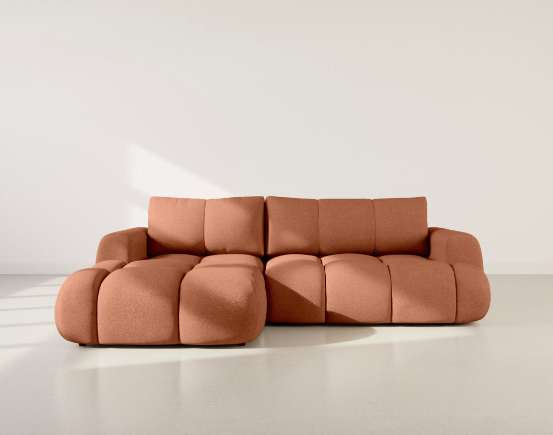 Yulin - 4-Seater Convertible Corner Sofa With Storage - Bouclé Fabric - Rust