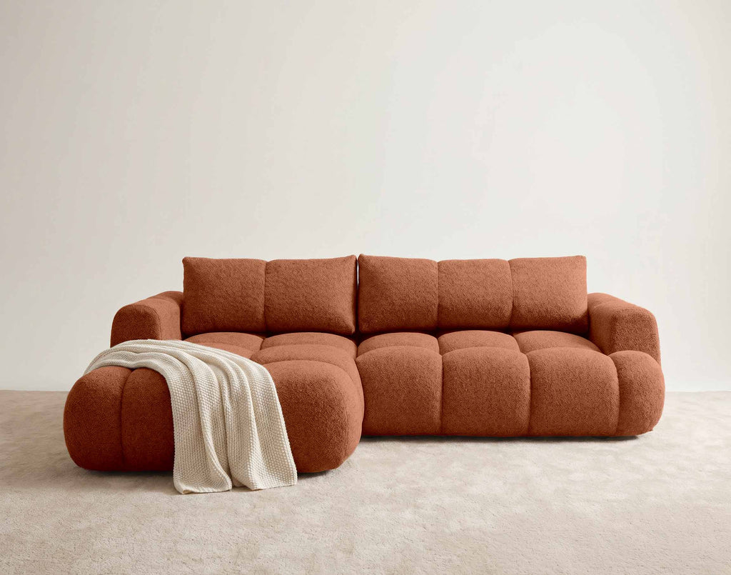 Yulin - 4-Seater Convertible Corner Sofa With Storage - Bouclé Fabric - Rust
