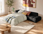 Yulin - L-Shaped 5-Seater Convertible Sofa with Storage Compartment - Bouclé Fabric - Black