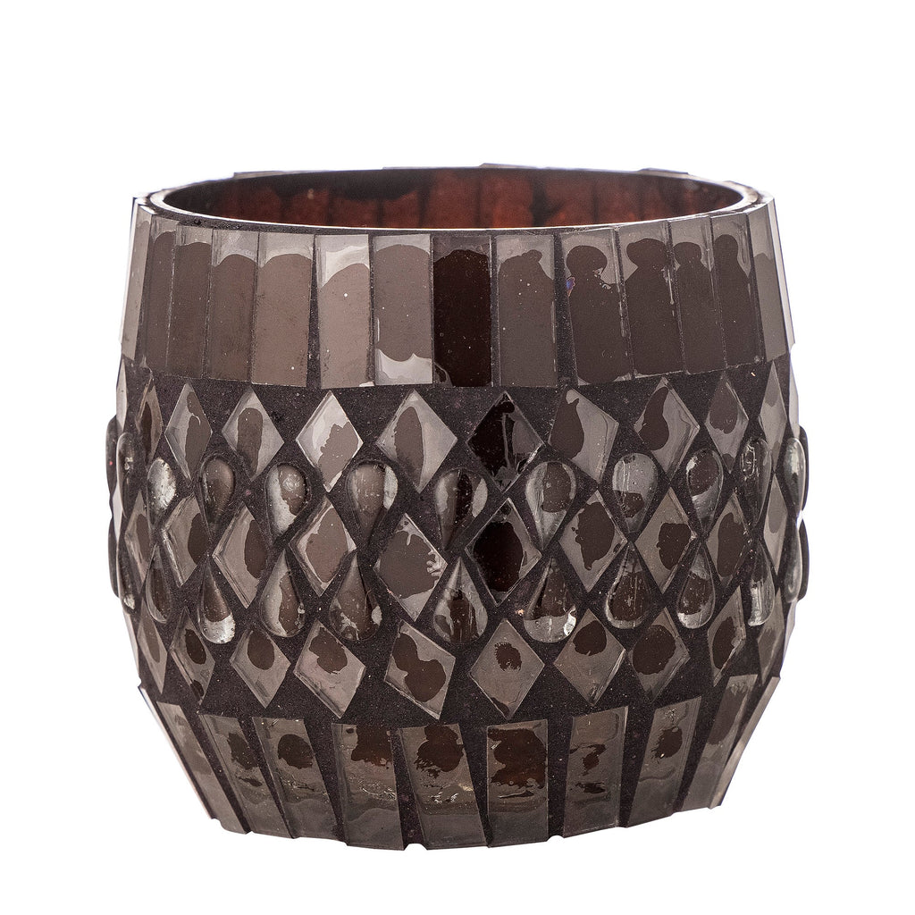 Evaline - Lot de 4 Photophores - Marron - Verre Recyclé