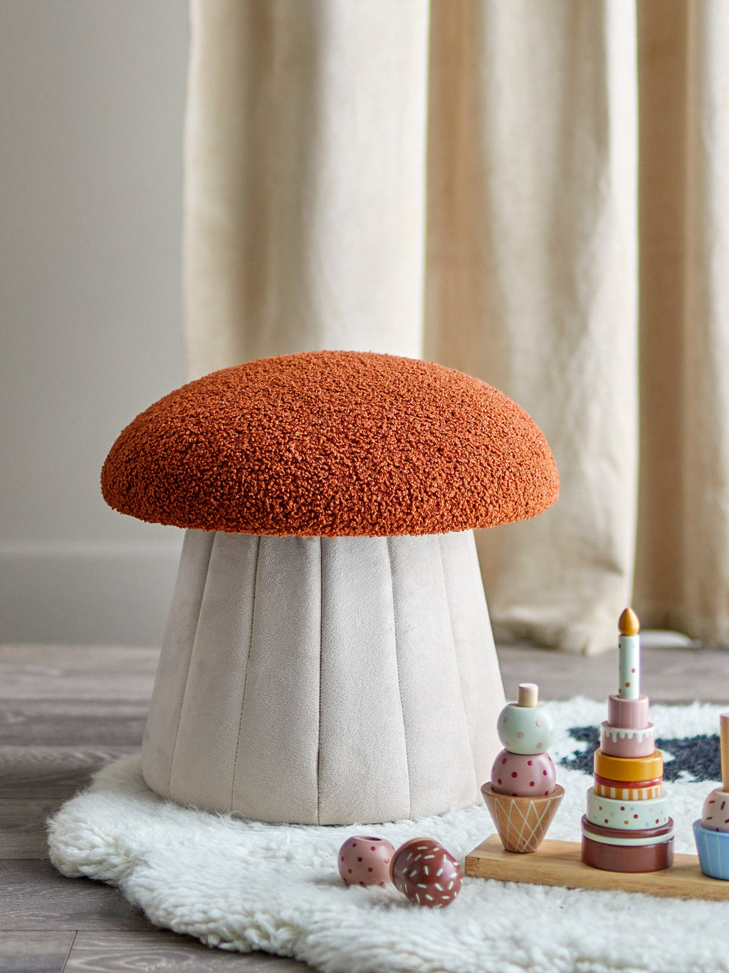 Bertil - Lot de 2 Poufs - Rouge - Polyester