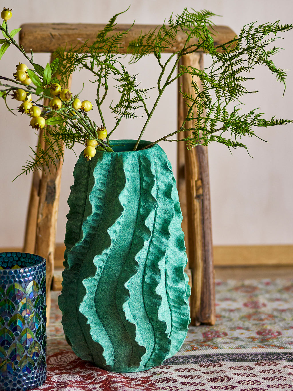 Natika - Jarrón Decorativo - Verde - Terracota