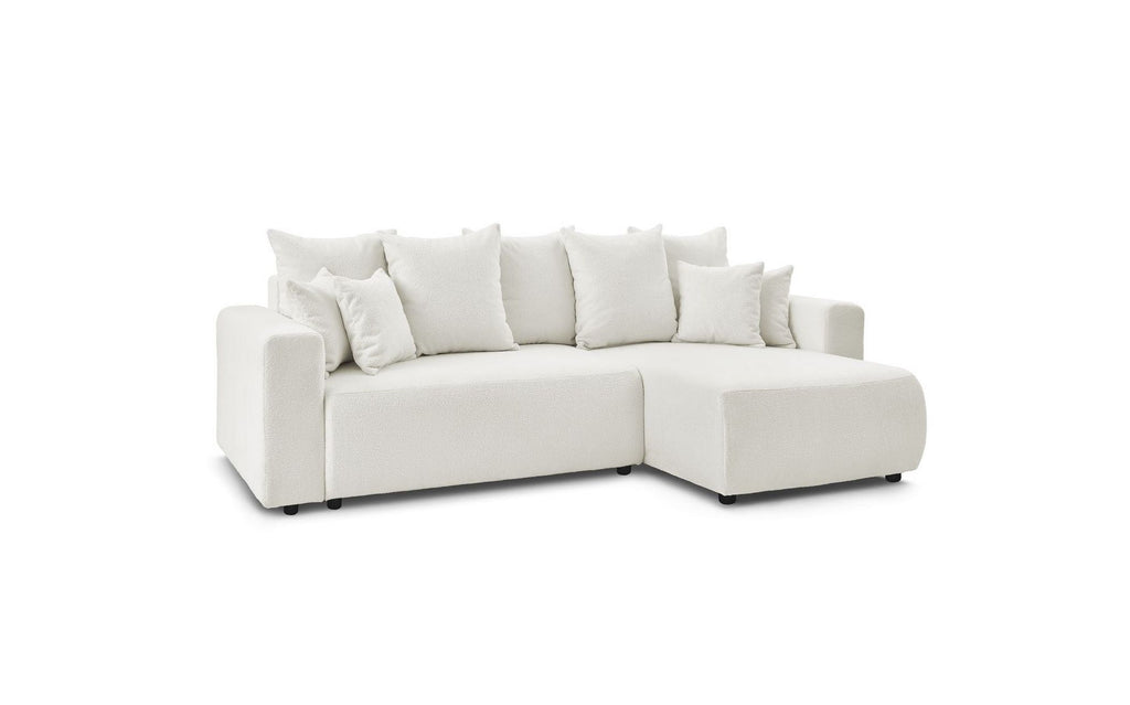 Sofá esquinero reversible convertible con arcón - Envy - Tejido bouclé suave