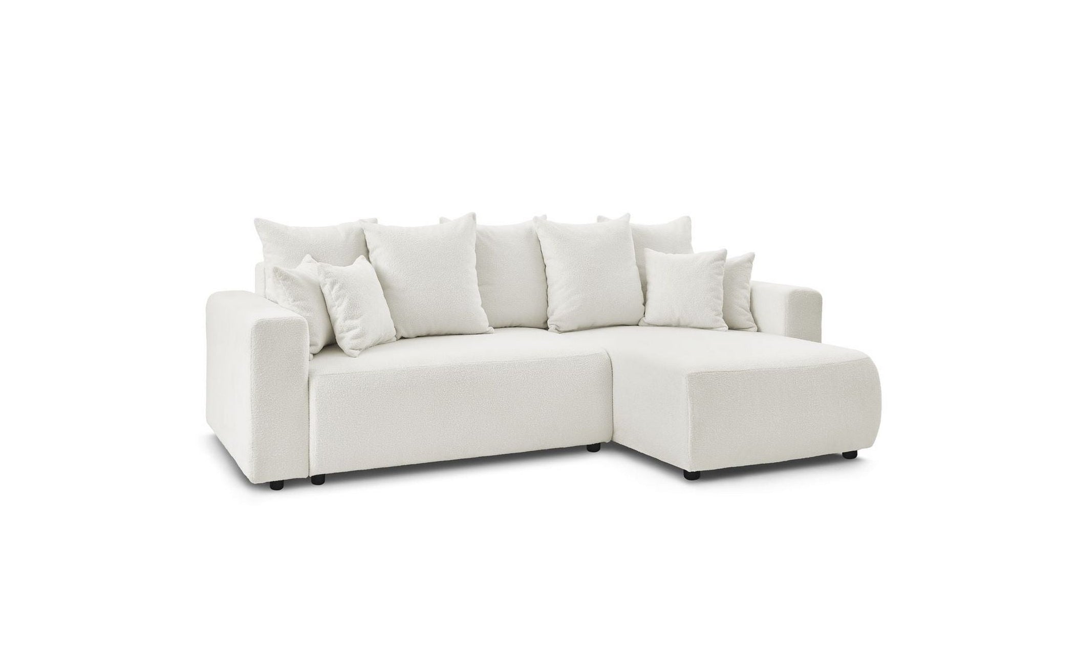 Sofá esquinero reversible convertible con arcón - Envy - Tejido bouclé suave