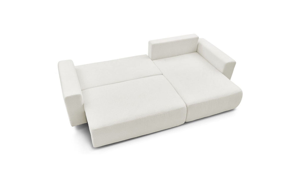 Sofá esquinero reversible convertible con arcón - Envy - Tejido bouclé suave