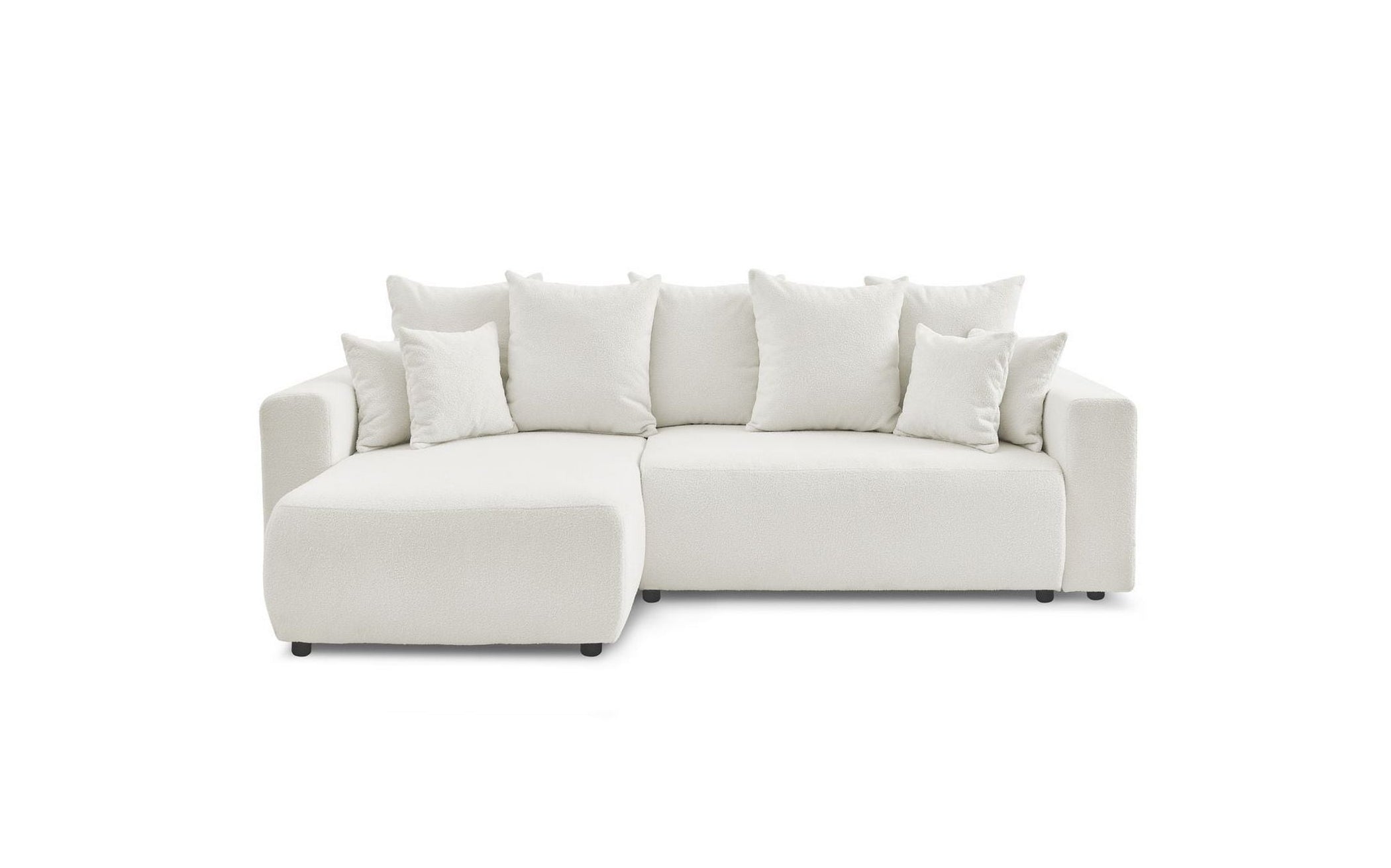Sofá esquinero reversible convertible con arcón - Envy - Tejido bouclé suave