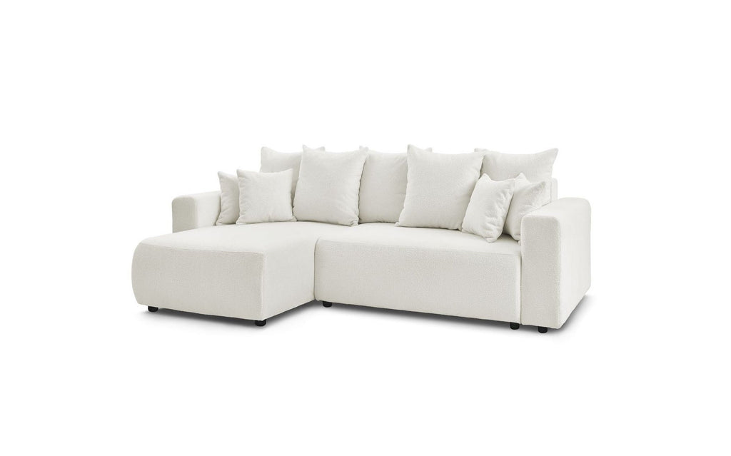 Sofá esquinero reversible convertible con arcón - Envy - Tejido bouclé suave