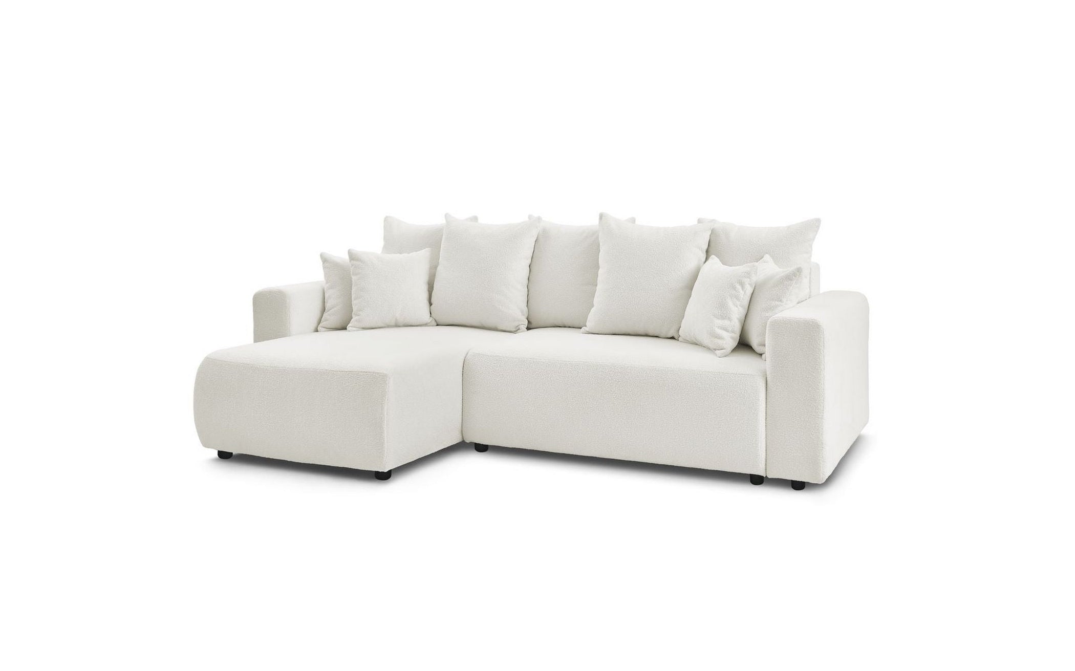 Sofá esquinero reversible convertible con arcón - Envy - Tejido bouclé suave