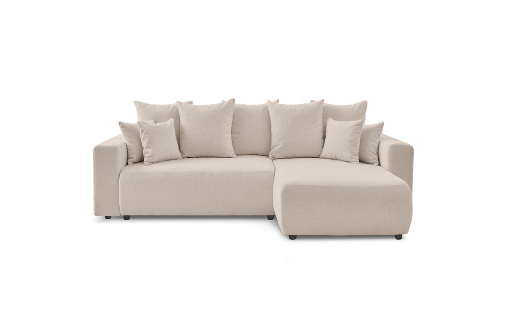 Sofá esquinero reversible convertible con arcón - Envy - Tejido bouclé suave