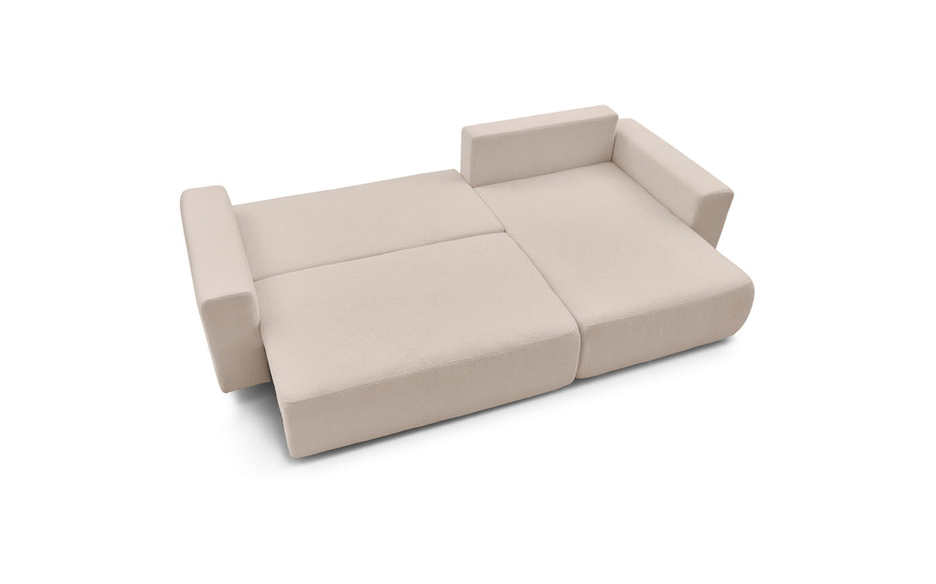 Sofá esquinero reversible convertible con arcón - Envy - Tejido bouclé suave