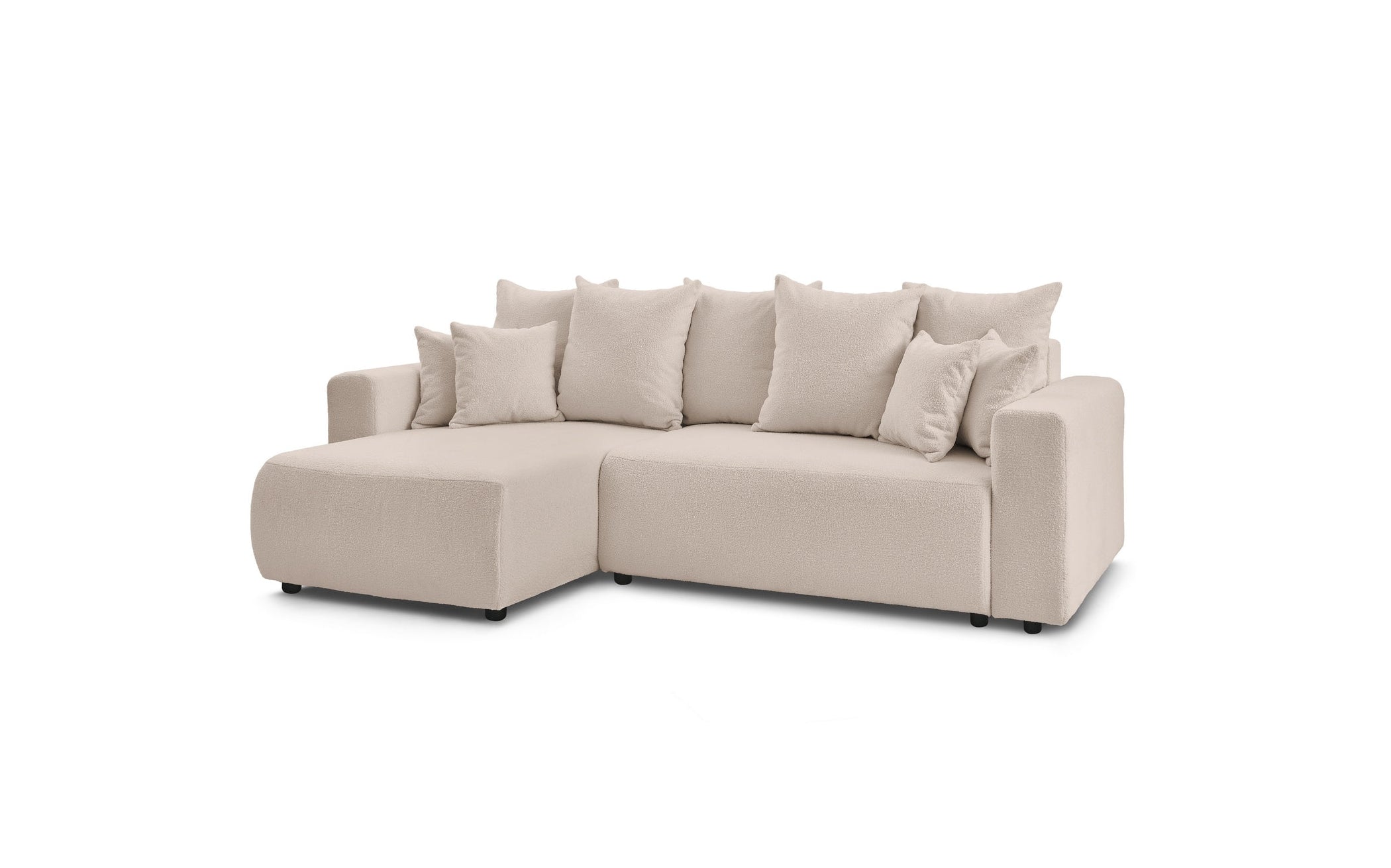 Sofá esquinero reversible convertible con arcón - Envy - Tejido bouclé suave
