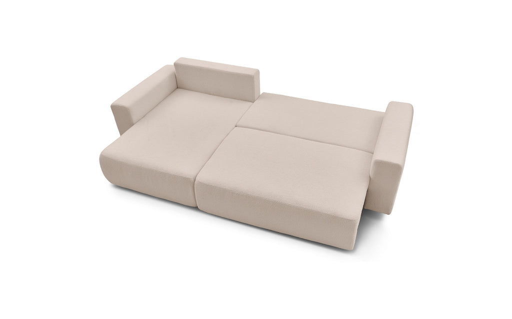 Sofá esquinero reversible convertible con arcón - Envy - Tejido bouclé suave