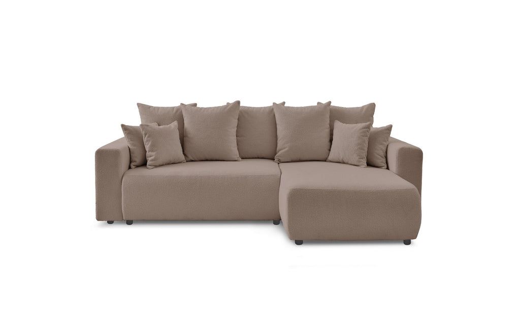 Sofá esquinero reversible convertible con arcón - Envy - Tejido bouclé suave