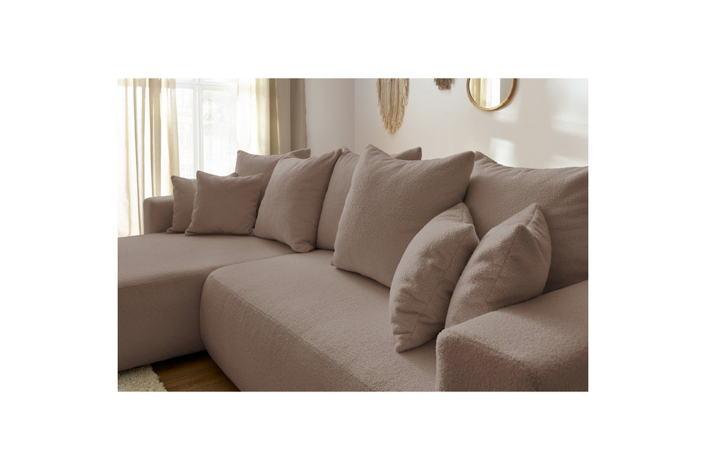 Sofá esquinero reversible convertible con arcón - Envy - Tejido bouclé suave